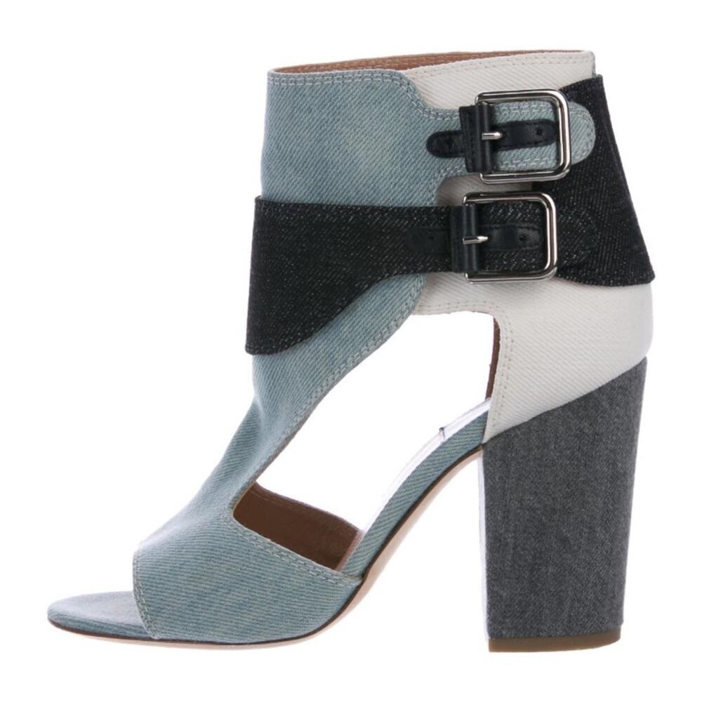 Laurence Dacade Rush Denim Peep Toe Ankle Booties Size 7 1/2